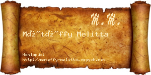 Mátéffy Melitta névjegykártya